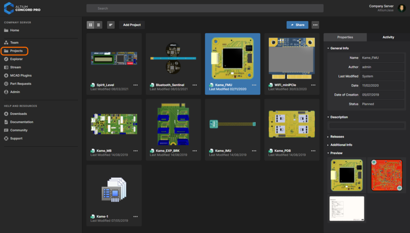 Centralized design project management - all part of your Altium Concord Pro installation.