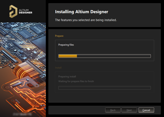 Installation commences by preparing the required set of install files.