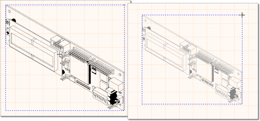 Drag a selected Board Isometric View to change its position. Drag its resize node change the drawing scale.