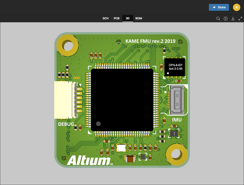 The 3D data view presents a 3D view of the PCB.
