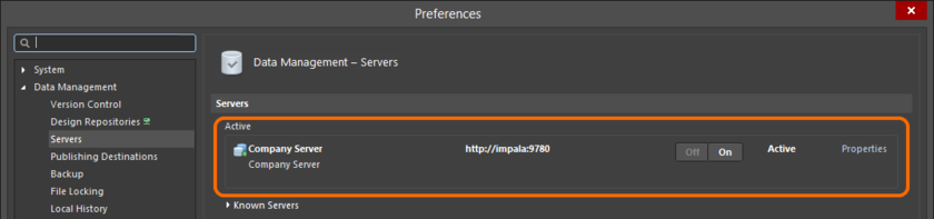 Once signed in to your Concord Pro instance, it will become the Active Server, as can be seen here.