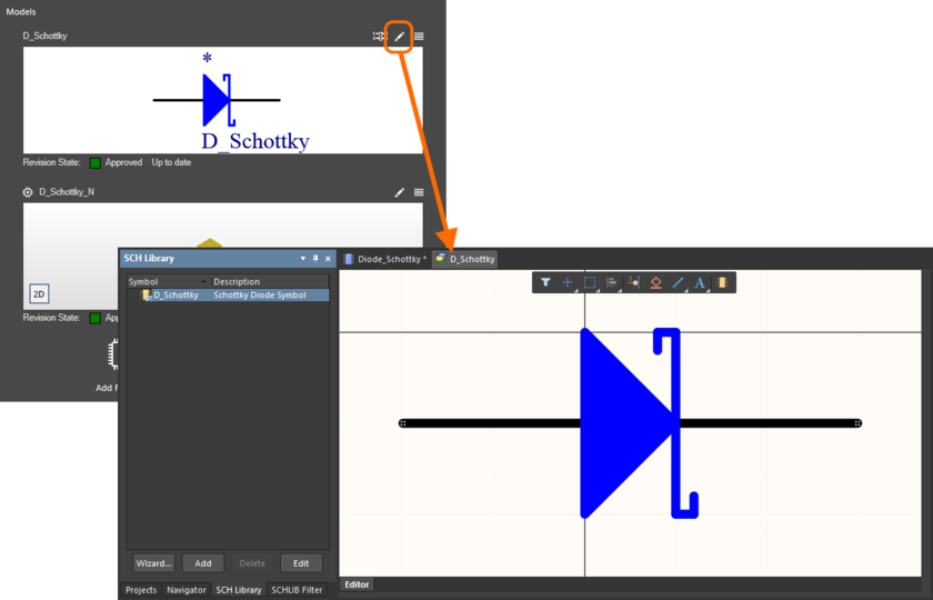 An example of direct editing an existing model that is being referenced by a component that is itself being directly edited, using the Component Editor in its Single Component Editing mode.