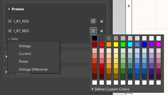 Additional probes can be placed by clicking the Add link, and the color can be user-configured.