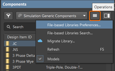 Open the Available File-based Libraries dialog.