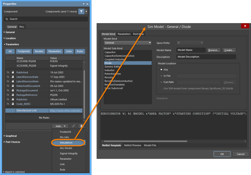 Models are added in the Properties panel. Each model type opens a different model editor.