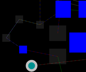 An example of connection lines that connect between different layers in a multi-layer board in single layer mode.