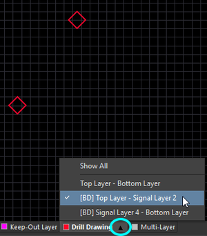 Left-click the triangle icon to select which drill pair you want displayed.