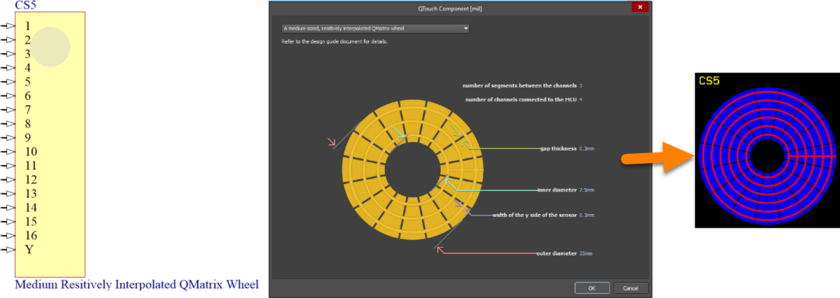Default configuration and resulting sensor pattern for the MediumResQMatrixWheel component