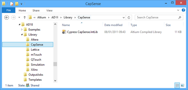 After the installation is updated, the Cypress CapSense integrated library will be available.