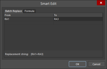 The Batch Replace tab of the Smart Edit dialog