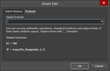 The Formula tab of the Smart Edit dialog
