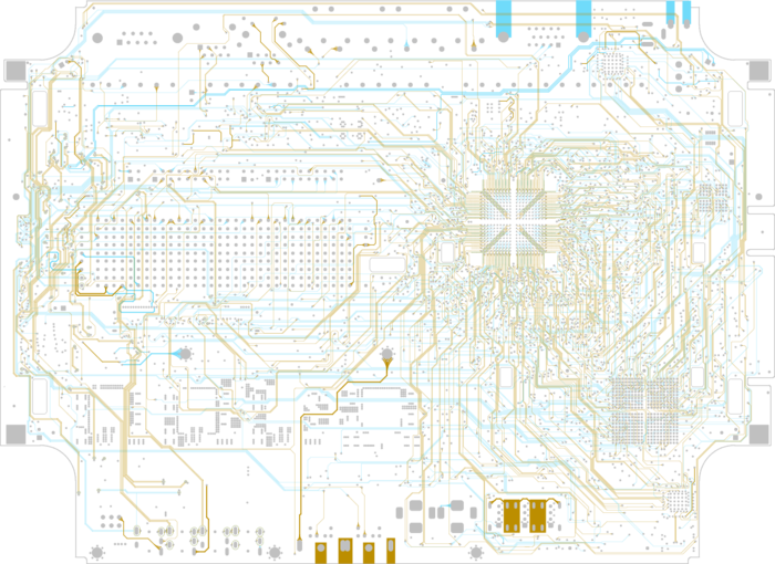 2 of the internal layers of a board that has been topologically autorouted.