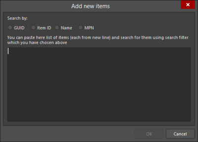 The Add new items dialog