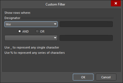 The Custom Filter dialog