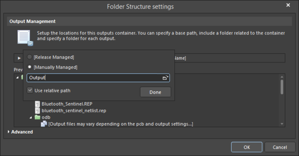 Naming the folder Output.