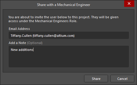 The Share with a Mechanical Engineer dialog