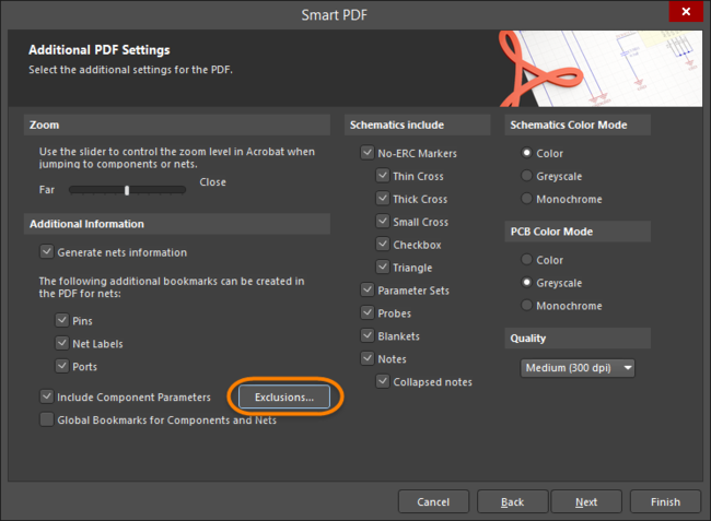 Additional PDF Settings page of the Smart PDF Wizard