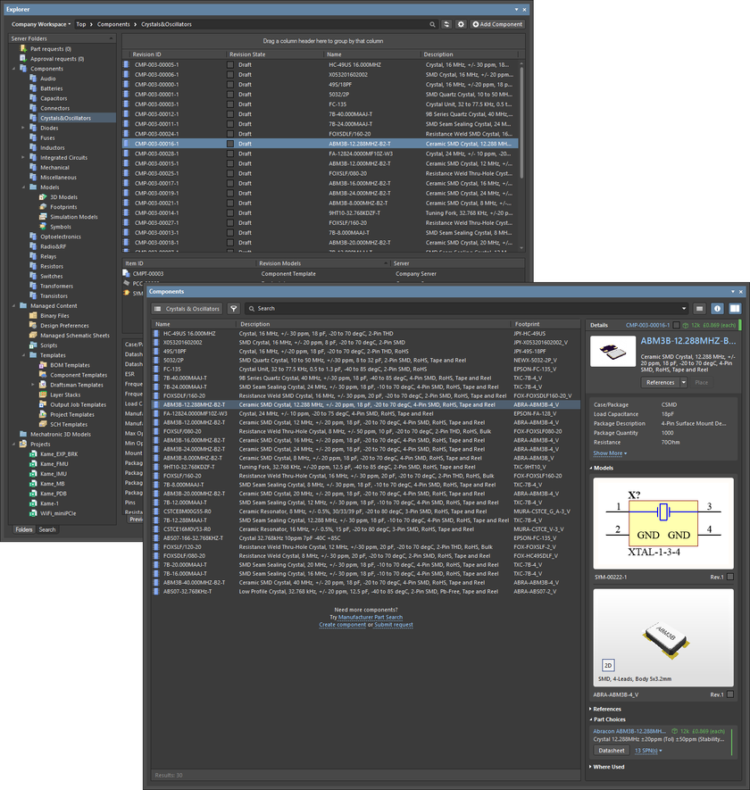 When you are working inthe  Altium NEXUS client you access full Workspace content through the Explorer panel. For component management only, you'll tend to use the Components panel.