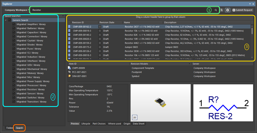 The Search view – a dedicated user interface within the Explorer panel.
