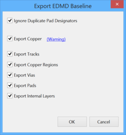 The Export Baseline dialog
