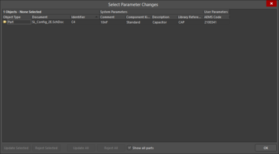 Two variations of the Parameter Table Editor dialog