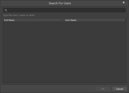 The Search For Users dialog