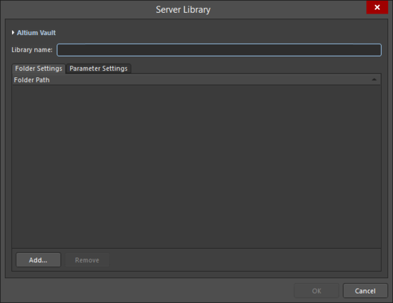 The Server Library dialog