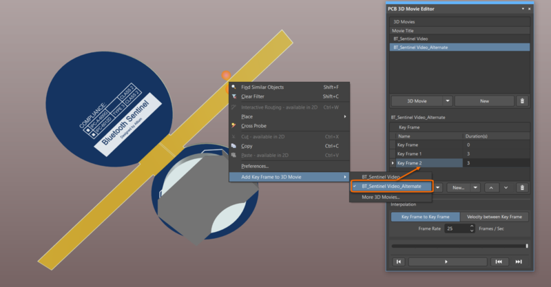 Add key frames to your movies directly from the design workspace.