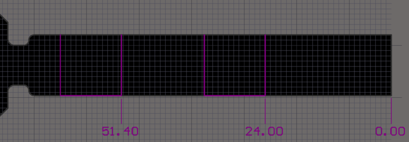 The board in 2D Layout Mode showing the construction lines to help accurately place the diagonal Bending Lines.
