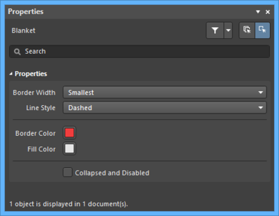The Blanket default settings in the Preferences dialog and the Blanket mode of the Properties panel