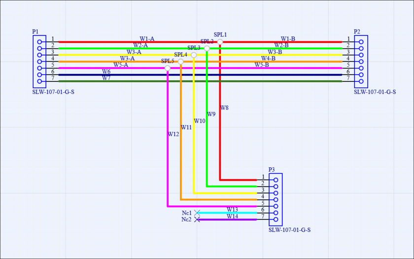 An example of a completed harness wiring diagram