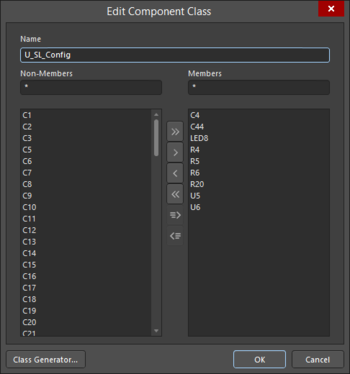 The associated editing dialog for a Component Class entry.