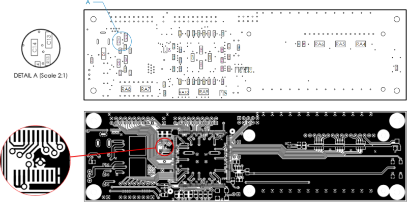 Two Board Detail Views (left) applied to a Board Assembly View and a Board Fabrication View.