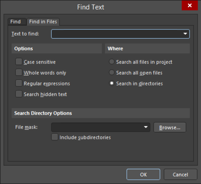 The Find Text dialog