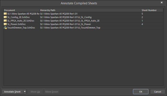 The Annotate Compiled Sheets dialog