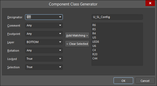 The Component Class Generator dialog