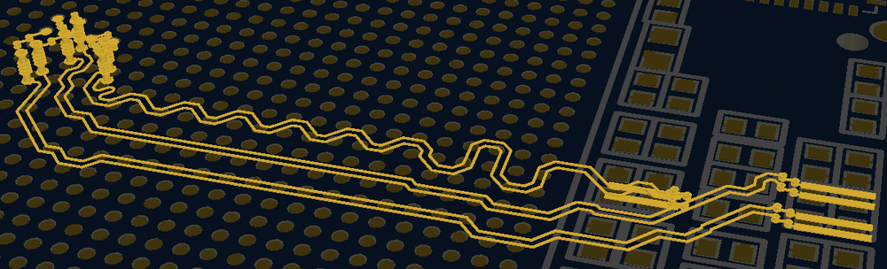 Example of differential routing on a PCB