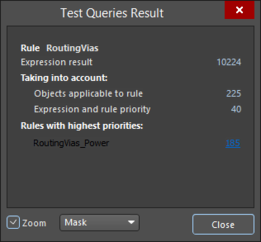 A Binary and Unary example of the Test Queries Result dialog