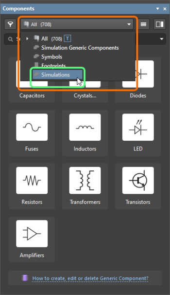 Browse to simulation models in the Components panel and select the command to create a new model