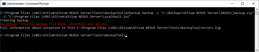 When backing up or restoring your NEXUS Server, details of any errors, as well as full path to the errors.log file, are presented directly in the CMD window.