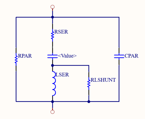 The equivalent circuit for a capacitor.
