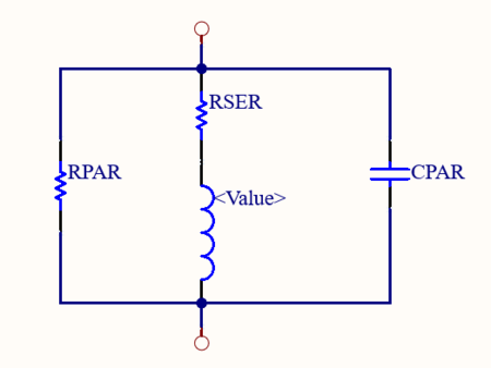 The equivalent circuit for an inductor.