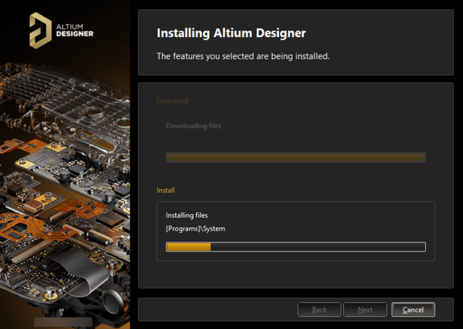 After the download/preparation is complete, the software is then installed.