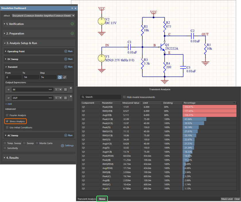 Use the new Stress Analysis to test your circuits against defined limits.