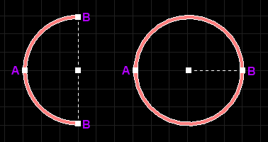  Selected Arcs (Full Circle Arc on right).