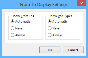 The From To Settings dialog.