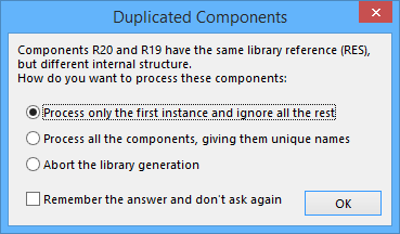 The Duplicated Components dialog.