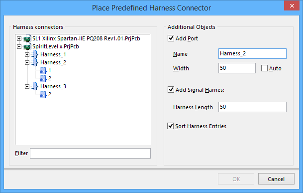 The Place Predefined Harness Connector dialog