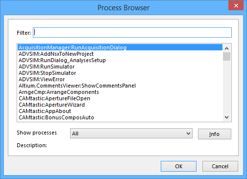 The Process Browser dialog