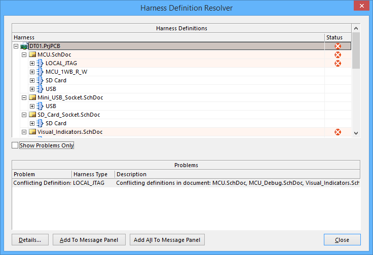 The Harness Definition Resolver dialog
